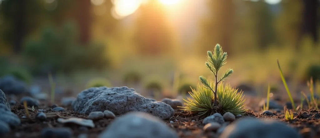 Symbolizing Seed/New Beginning: A local Quaking Aspen sprouting sagebrush seedling. - AI Generated