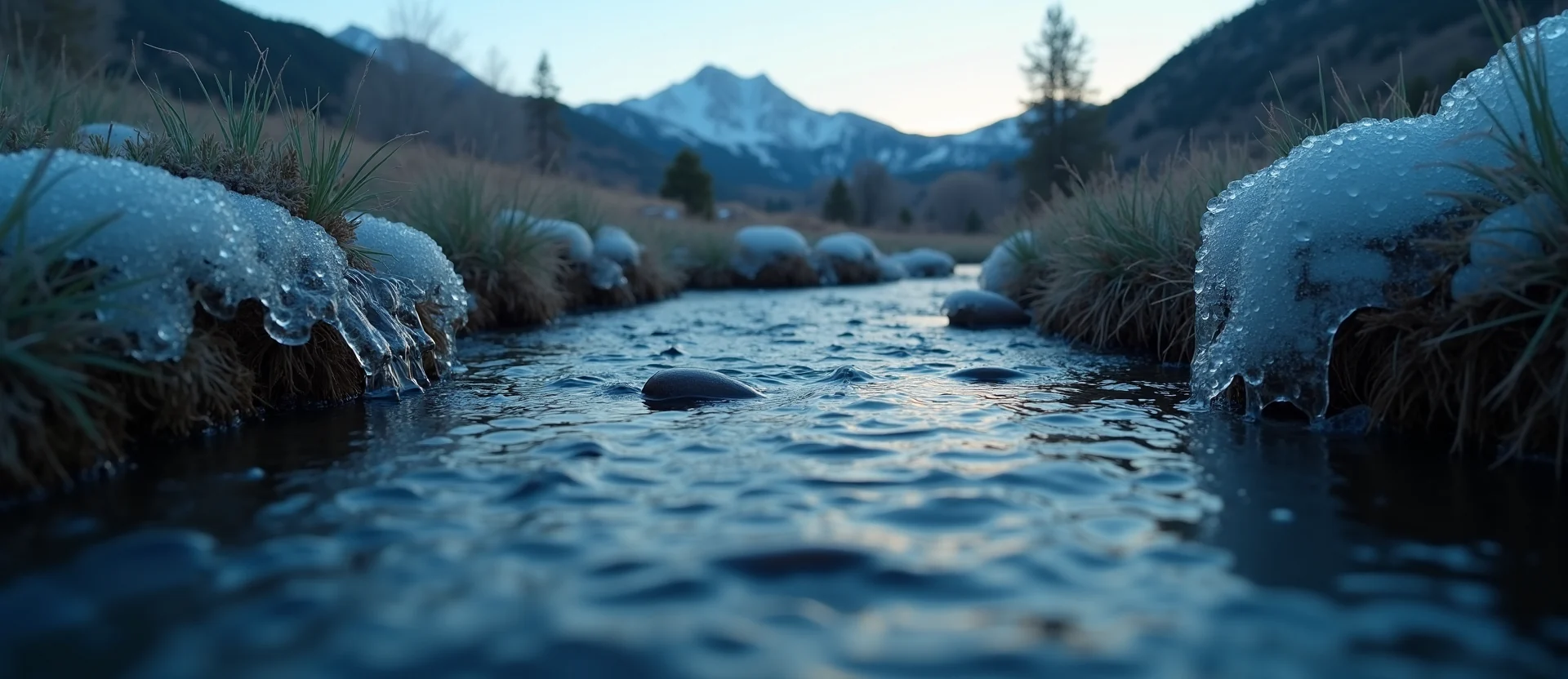 Symbolizing Flow/Cleansing: A local Rabbitbrush clear cold snowmelt stream. - AI Generated