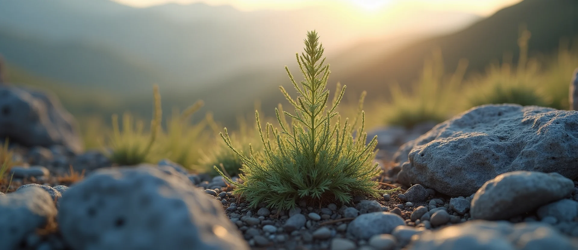 Symbolizing Seed/New Beginning: A local Rabbitbrush sprouting sagebrush seedling. - AI Generated