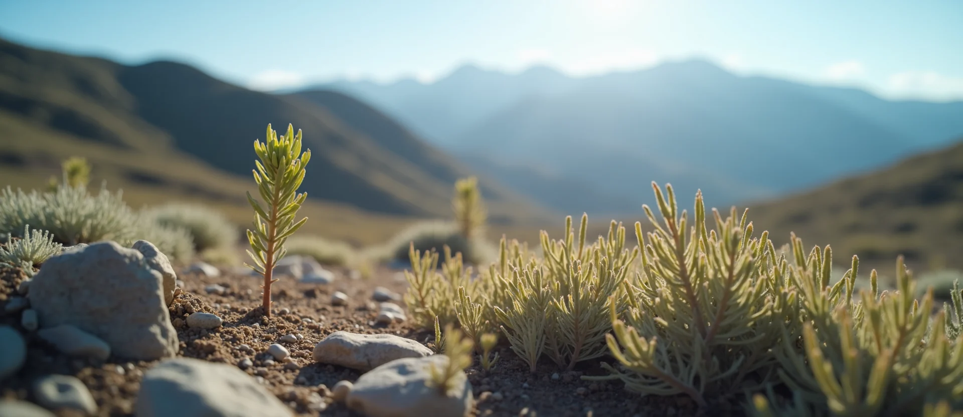 Symbolizing Seed/New Beginning: A local Indian Paintbrush sprouting sagebrush seedling. - AI Generated