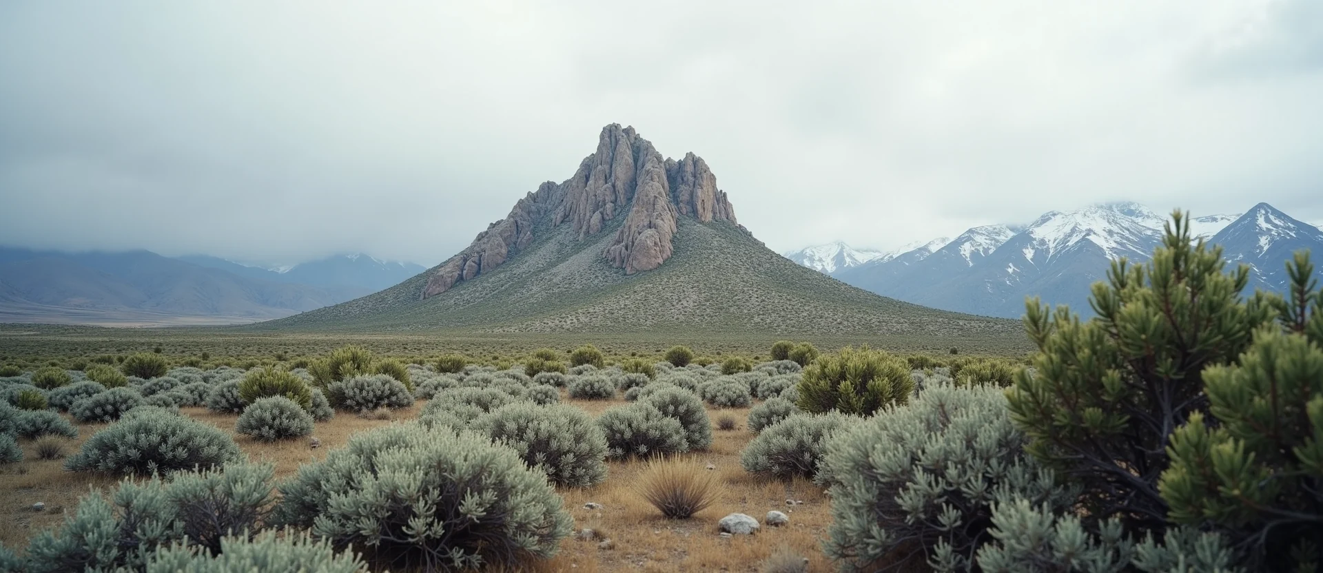 Symbolizing Stability/Peak: A local Rabbitbrush jagged granite peak. - AI Generated