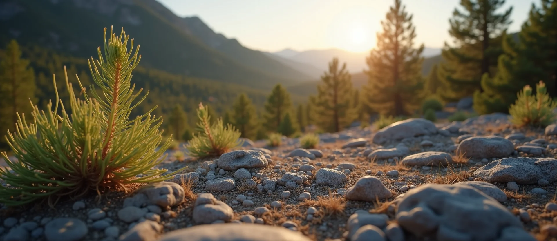 Symbolizing Seed/New Beginning: A local Sierra Juniper sprouting sagebrush seedling. - AI Generated