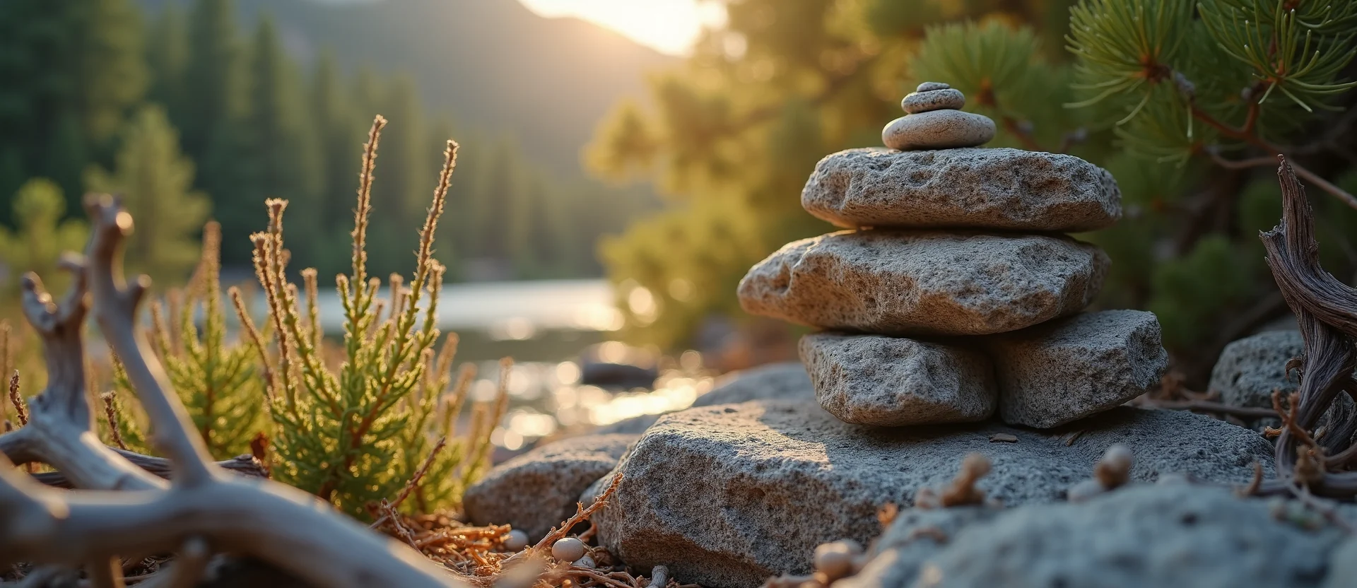 Symbolizing Stability/Peak: A local Desert Peach ancient rock cairn. - AI Generated