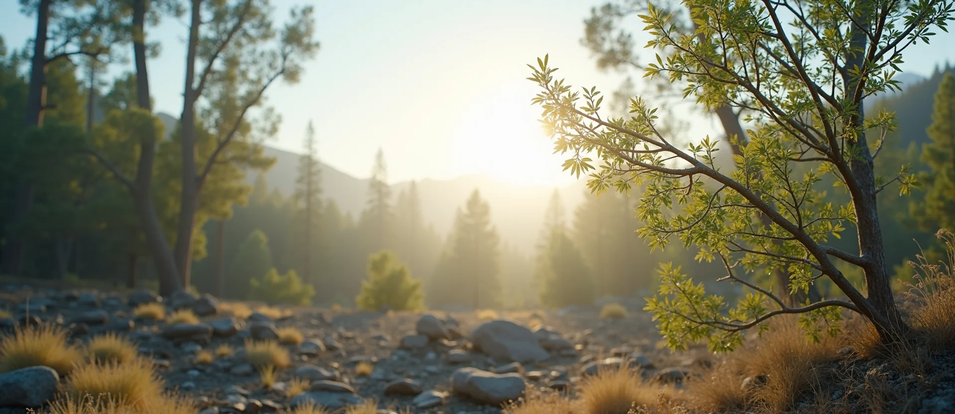 Symbolizing Growth/Resilience: A local Mountain Mahogany new branch reaching for the sky. - AI Generated