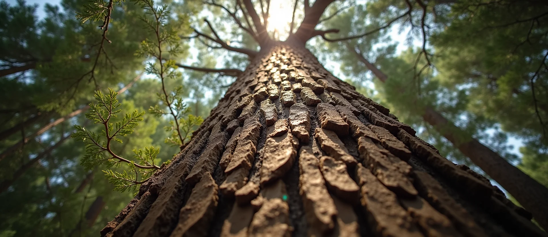 Symbolizing Growth/Resilience: A local Ponderosa Pine sturdy weathered tree trunk. - AI Generated