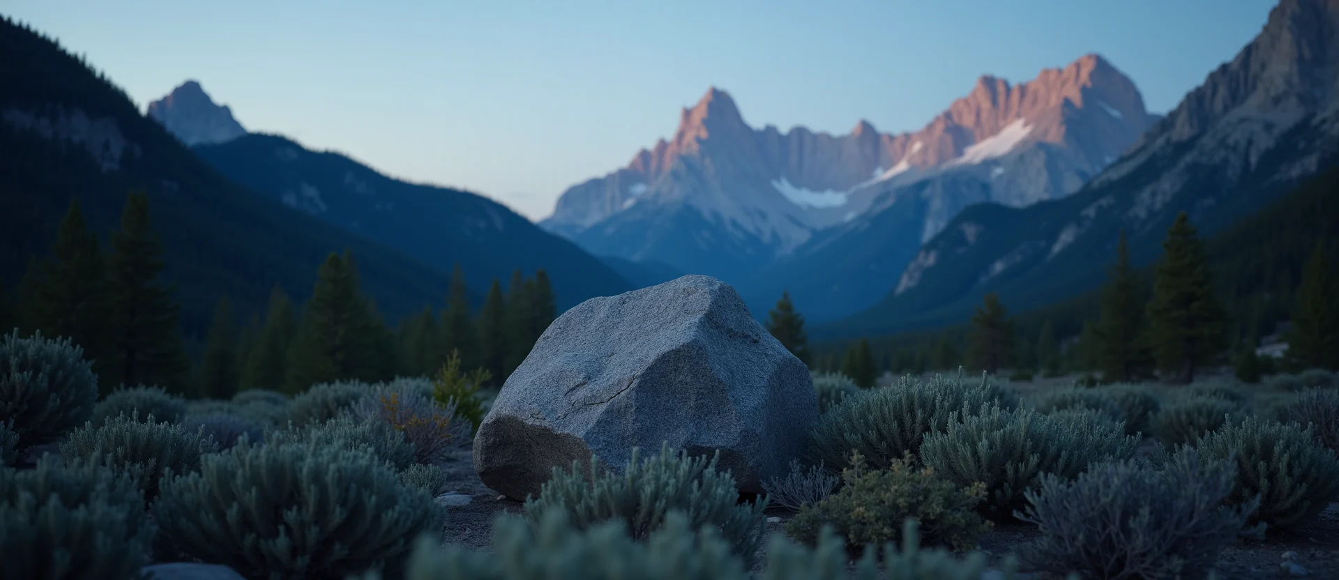 Symbolizing Stability/Peak: A local Bitterbrush unshakable boulder. - AI Generated