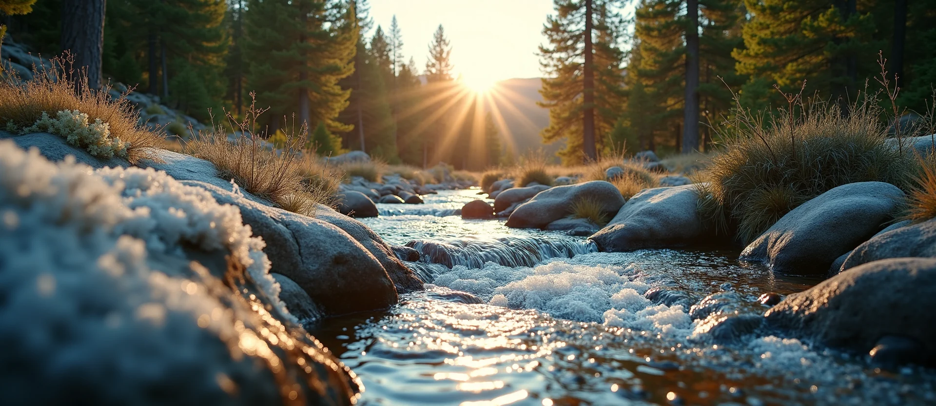 Symbolizing Flow/Cleansing: A local Desert Peach babbling mountain creek. - AI Generated