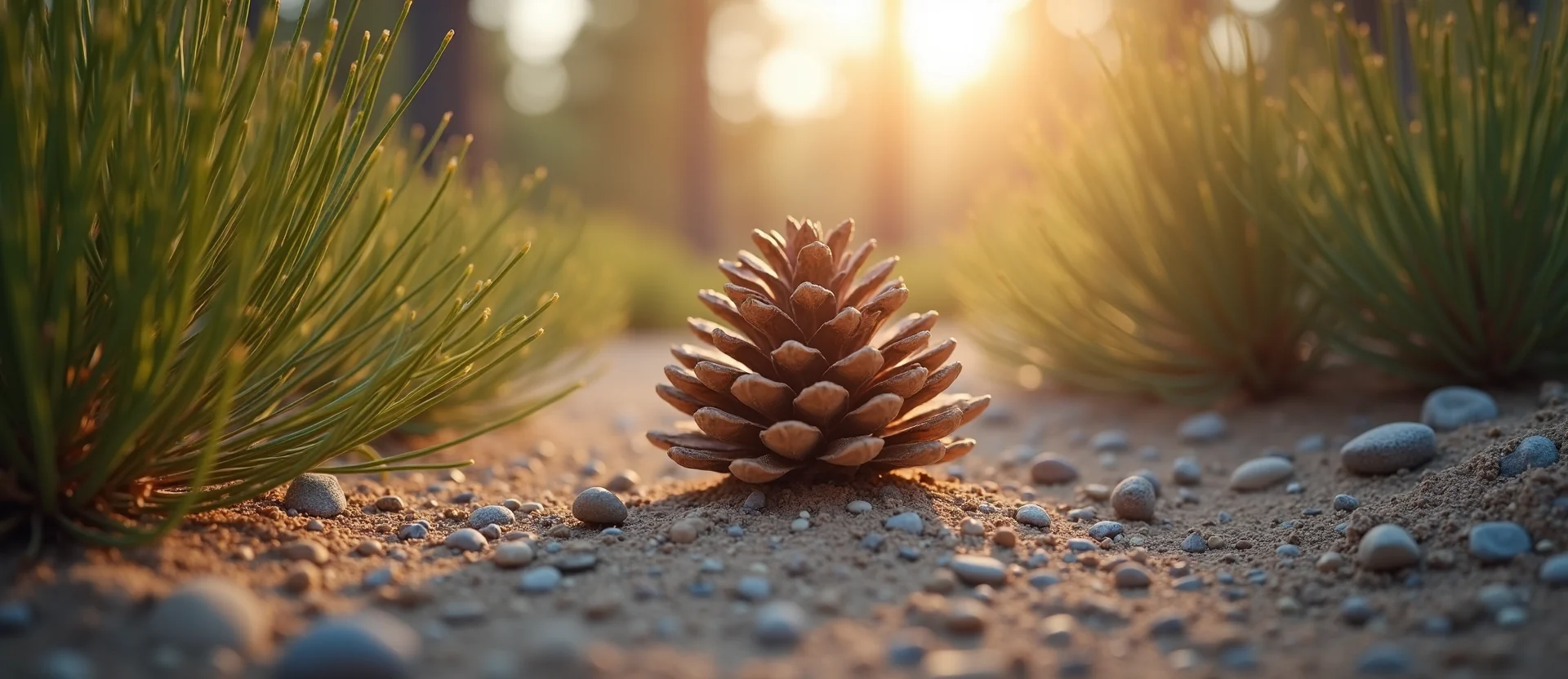 Symbolizing Seed/New Beginning: A local Desert Peach opening pine cone. - AI Generated