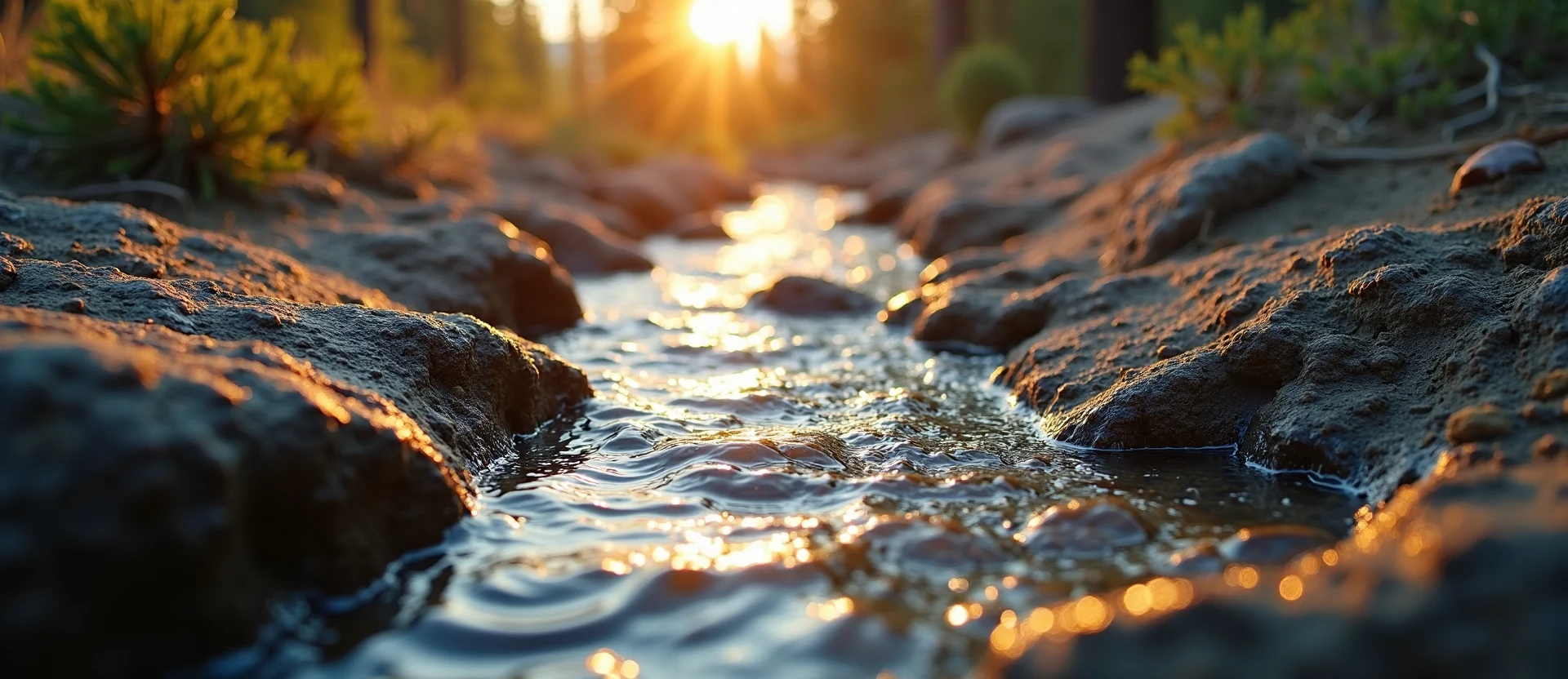 Symbolizing Flow/Cleansing: A local Ponderosa Pine clear cold snowmelt stream. - AI Generated