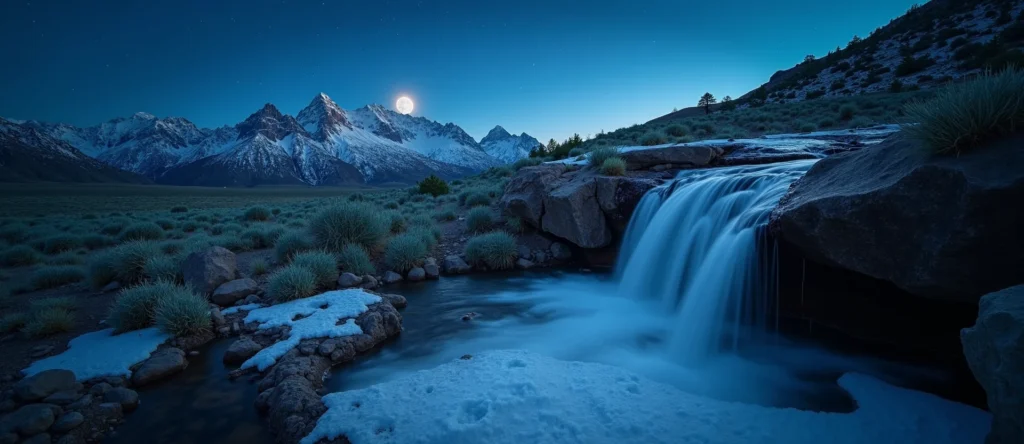 Symbolizing Flow/Cleansing: A local Sagebrush (Artemisia tridentata) hidden small waterfall. - AI Generated