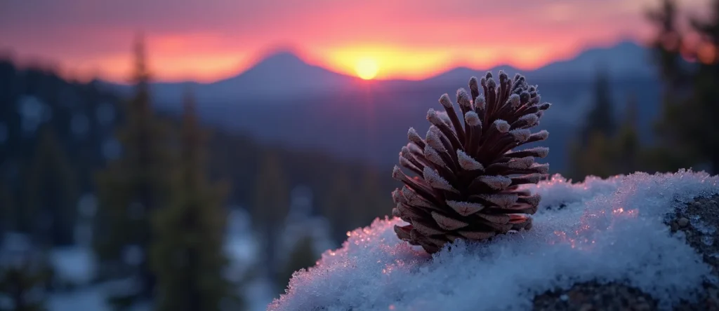 Symbolizing Seed/New Beginning: A local Sierra Juniper opening pine cone. - AI Generated