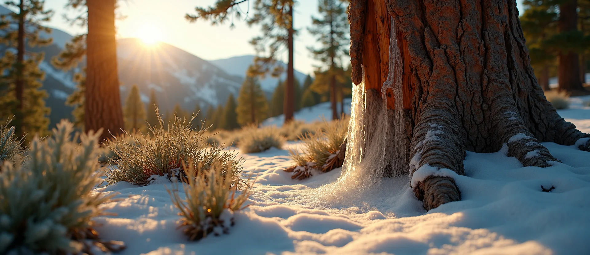Symbolizing Growth/Resilience: A local Rabbitbrush sturdy weathered tree trunk. - AI Generated
