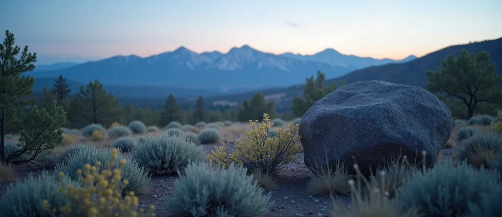 Symbolizing Stability/Peak: A local Indian Paintbrush unshakable boulder. - AI Generated