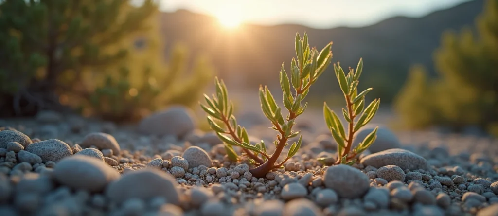 Symbolizing Growth/Resilience: A local Mountain Mahogany new branch reaching for the sky. - AI Generated