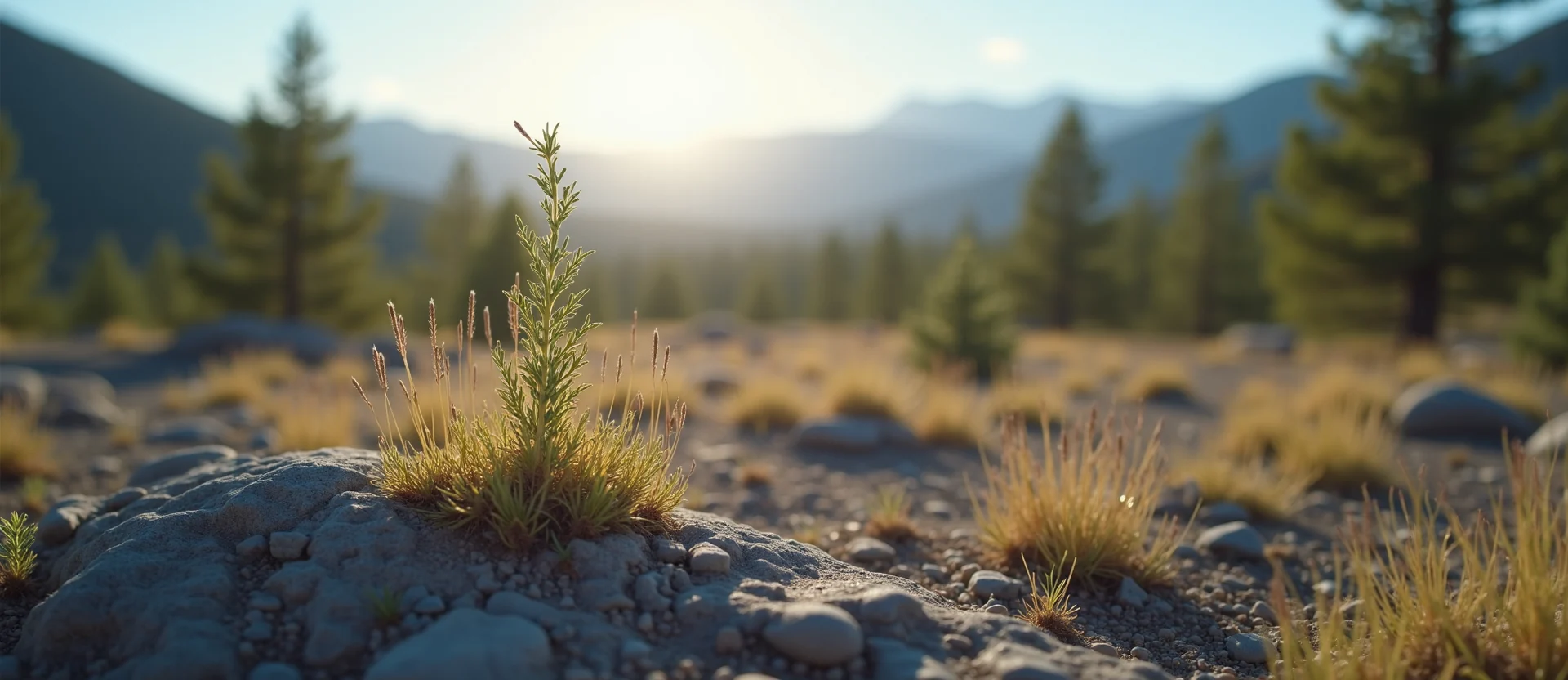 Symbolizing Seed/New Beginning: A local Ponderosa Pine sprouting sagebrush seedling. - AI Generated