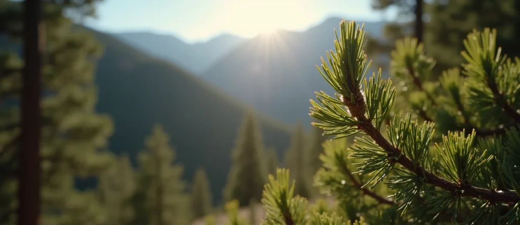 Symbolizing Seed/New Beginning: A local Sierra Juniper new green bud on a branch. - AI Generated