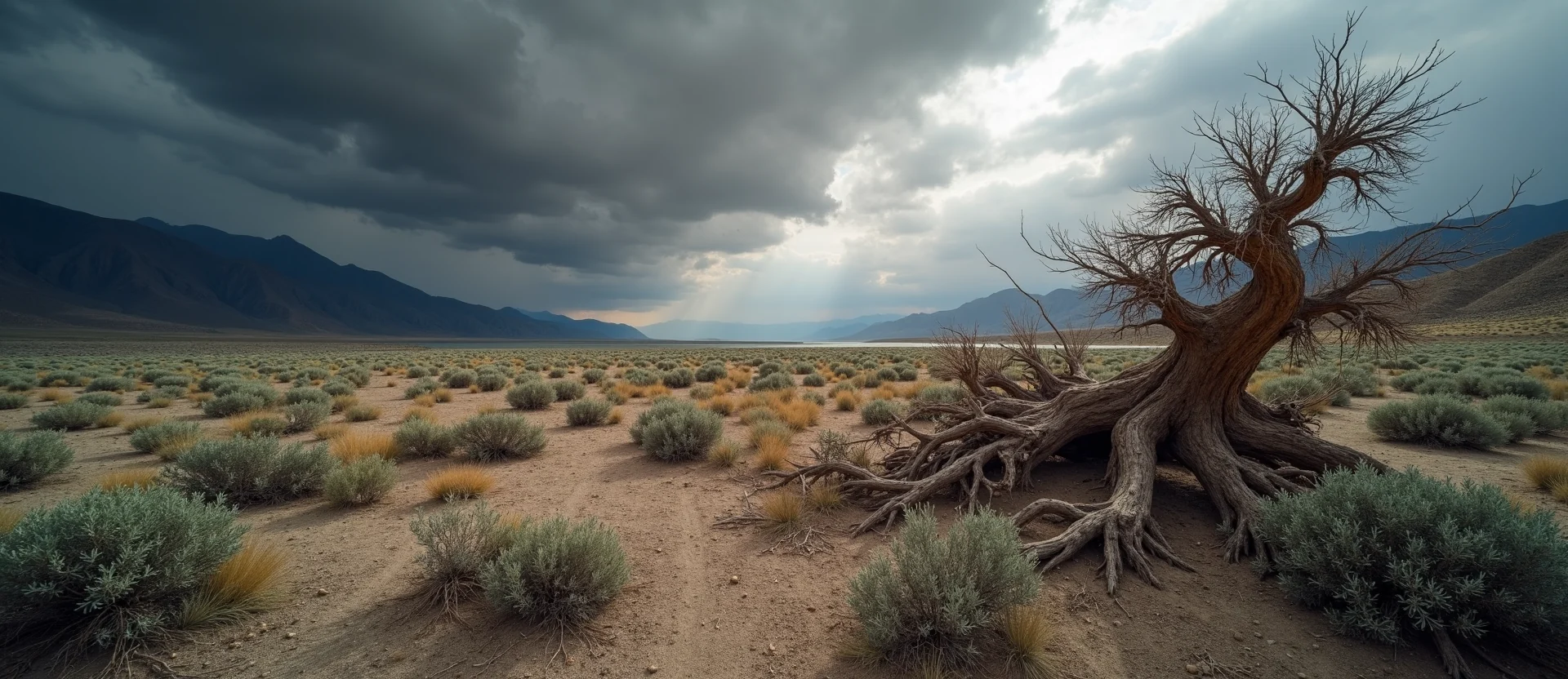 Symbolizing Growth/Resilience: A local Sagebrush (Artemisia tridentata) gnarled juniper roots. - AI Generated