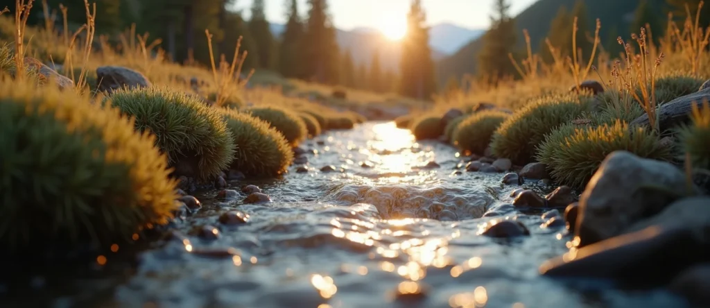 Symbolizing Flow/Cleansing: A local Bitterbrush clear cold snowmelt stream. - AI Generated