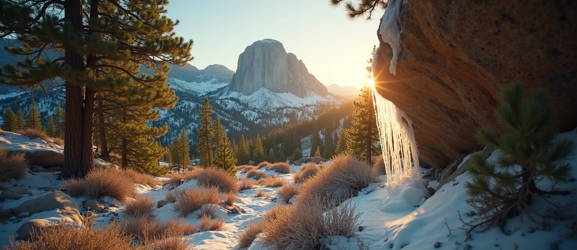 Symbolizing Stability/Peak: A local Sierra Juniper jagged granite peak. - AI Generated
