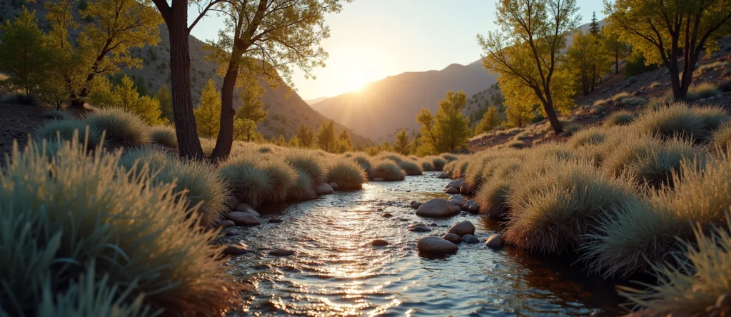 Symbolizing Flow/Cleansing: A local Quaking Aspen babbling mountain creek. - AI Generated