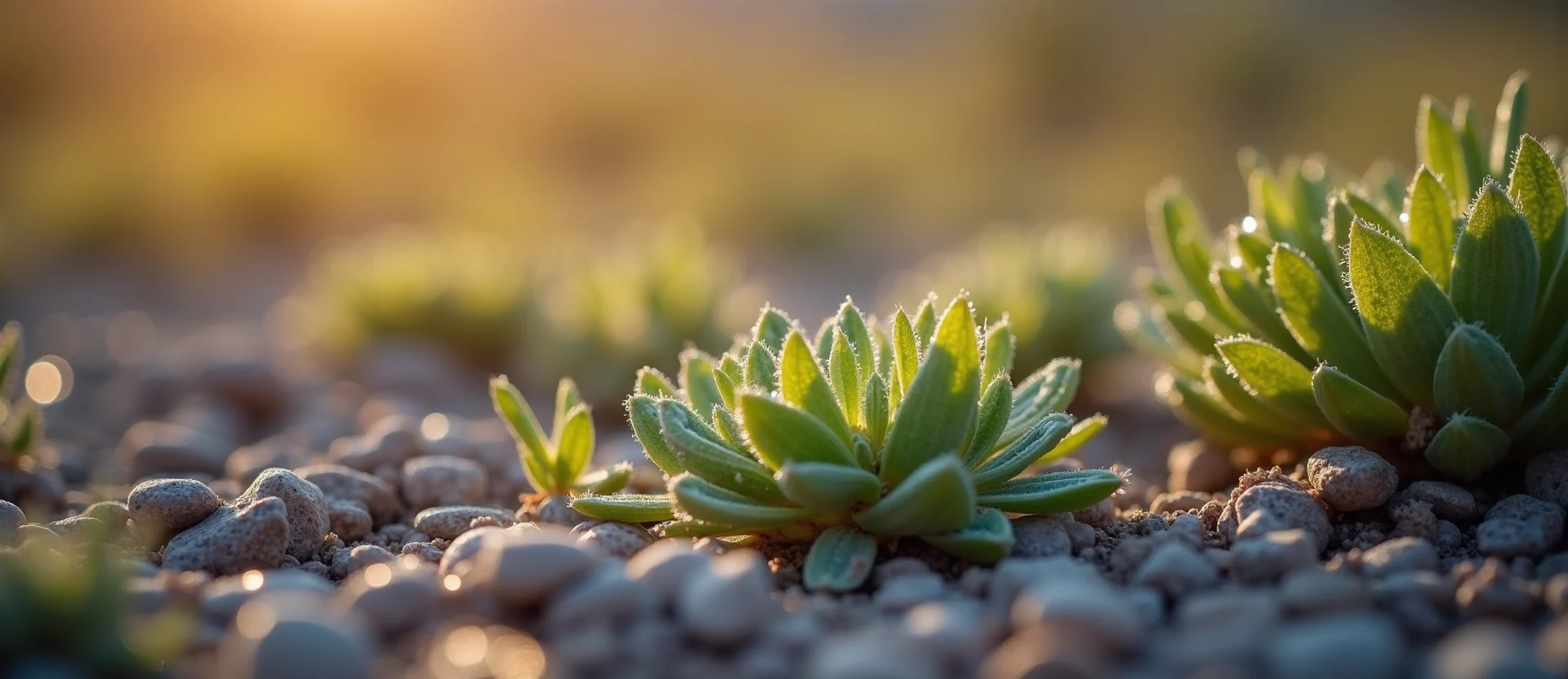 Symbolizing Flow/Cleansing: A local Indian Paintbrush raindrops on desert leaves. - AI Generated