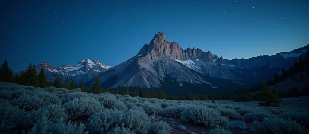 Symbolizing Stability/Peak: A local Bitterbrush jagged granite peak. - AI Generated