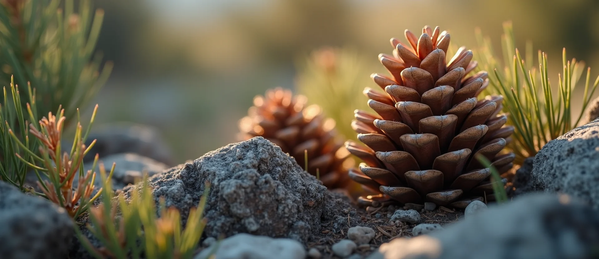 Symbolizing Seed/New Beginning: A local Rabbitbrush opening pine cone. - AI Generated