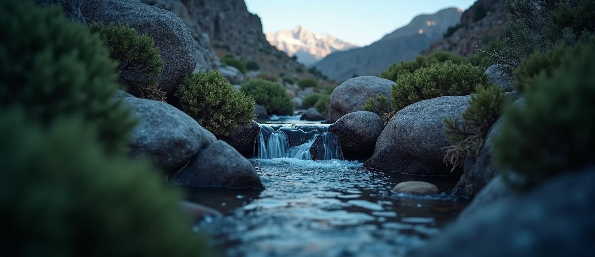 Symbolizing Flow/Cleansing: A local Sierra Juniper hidden small waterfall. - AI Generated