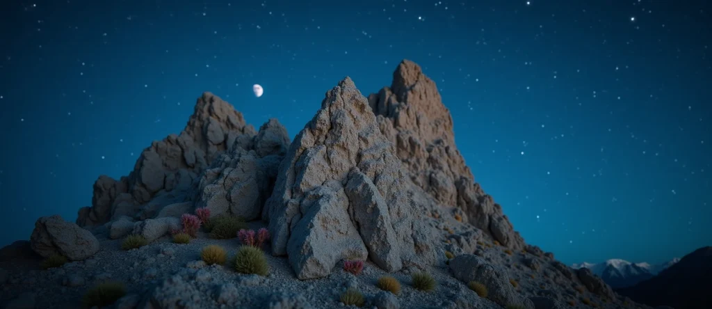 Symbolizing Stability/Peak: A local Indian Paintbrush jagged granite peak. - AI Generated