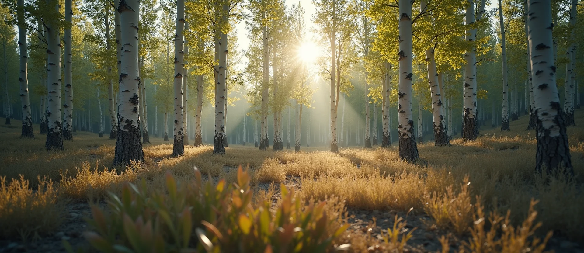 Symbolizing Growth/Resilience: A local Rabbitbrush thriving aspen grove. - AI Generated