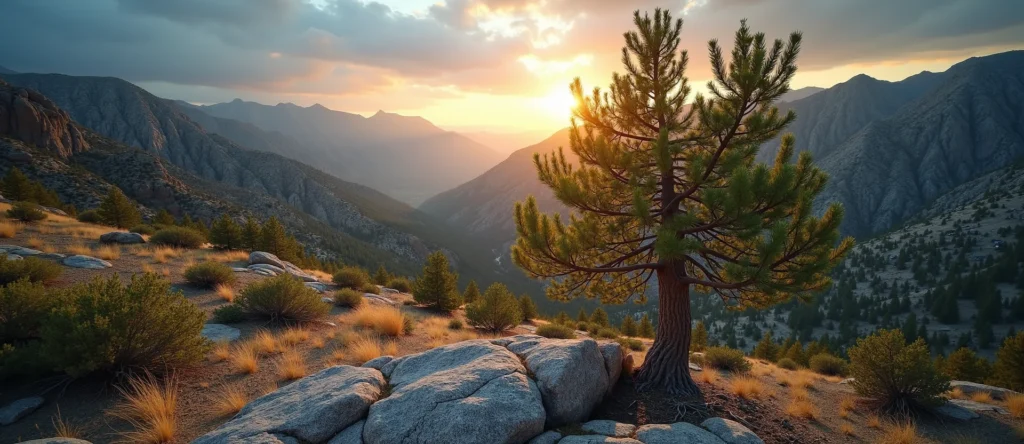 Symbolizing Growth/Resilience: A local Manzanita tree growing out of a rock cleft. - AI Generated