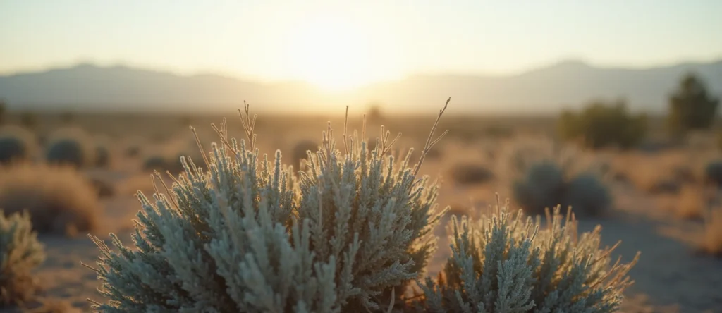 Symbolizing Stability/Peak: A local Desert Peach distant Sierra horizon. - AI Generated