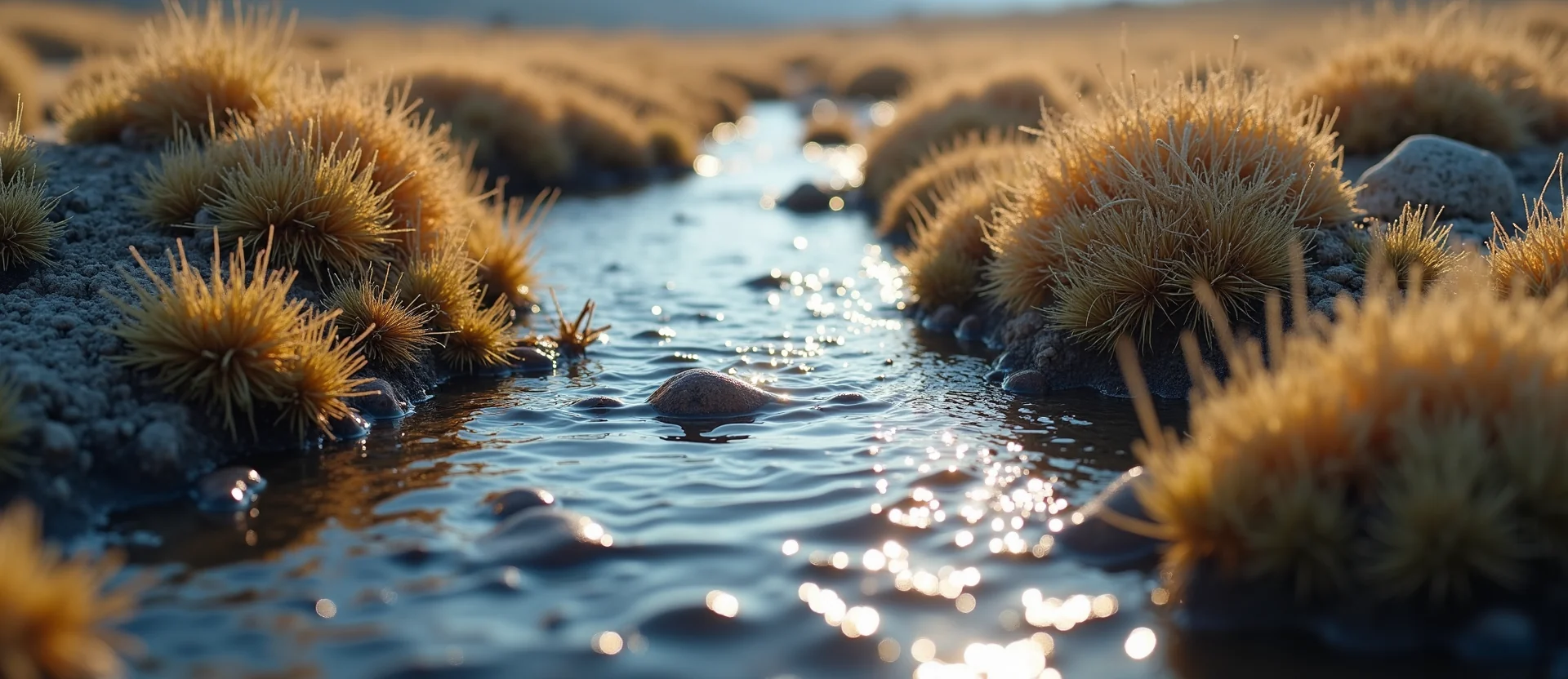 Symbolizing Flow/Cleansing: A local Rabbitbrush clear cold snowmelt stream. - AI Generated