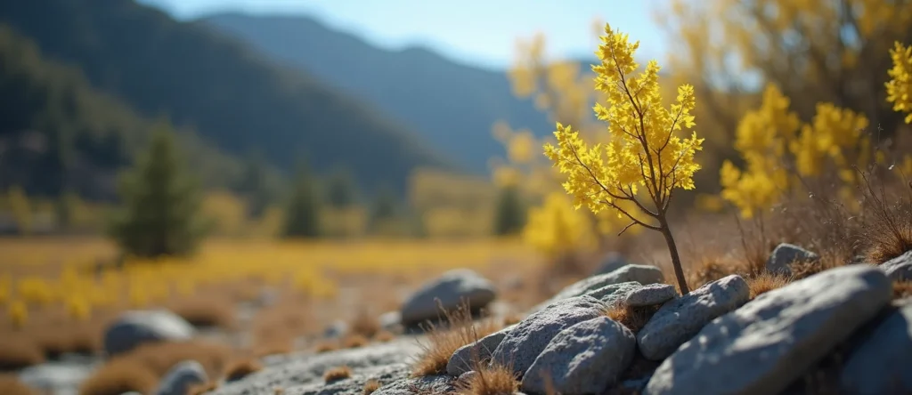 Symbolizing Growth/Resilience: A local Indian Paintbrush tree growing out of a rock cleft. - AI Generated