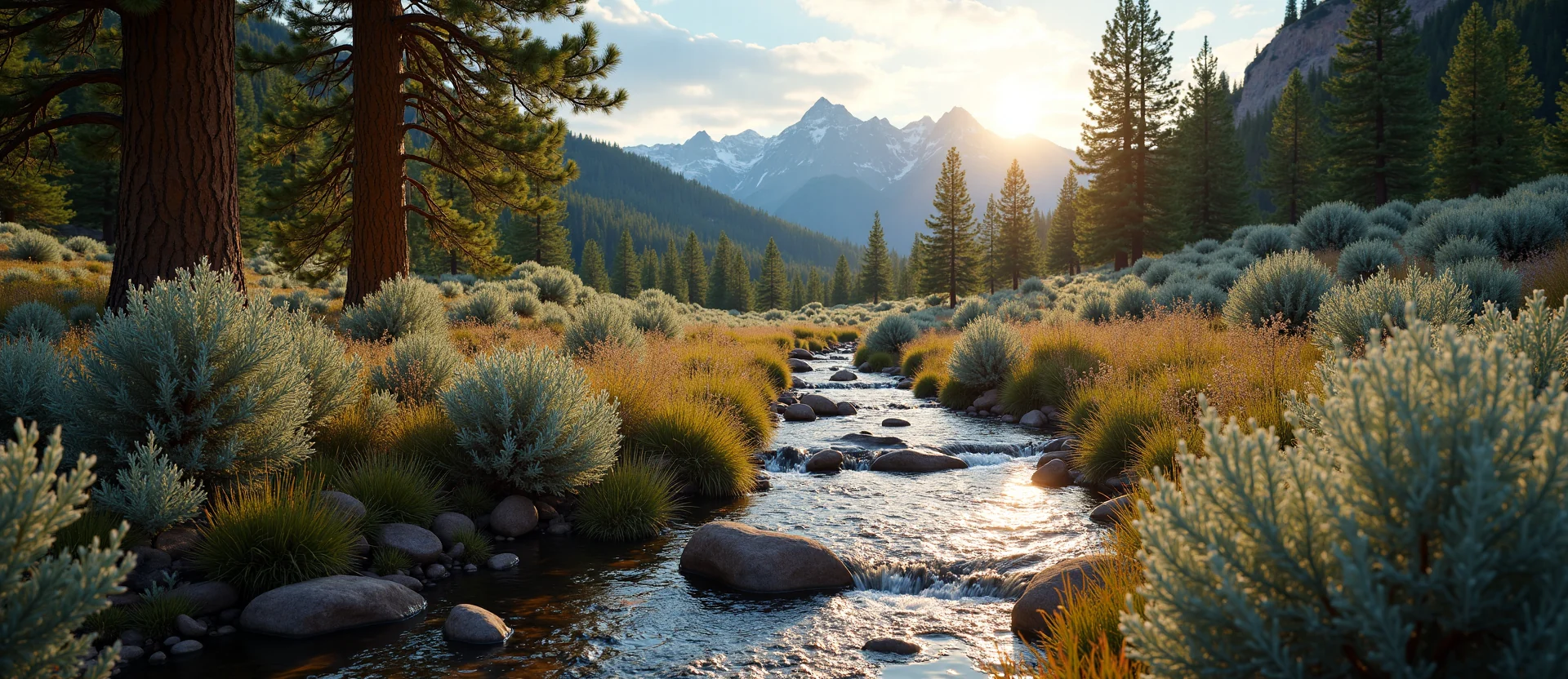 Symbolizing Flow/Cleansing: A local Sagebrush (Artemisia tridentata) babbling mountain creek. - AI Generated