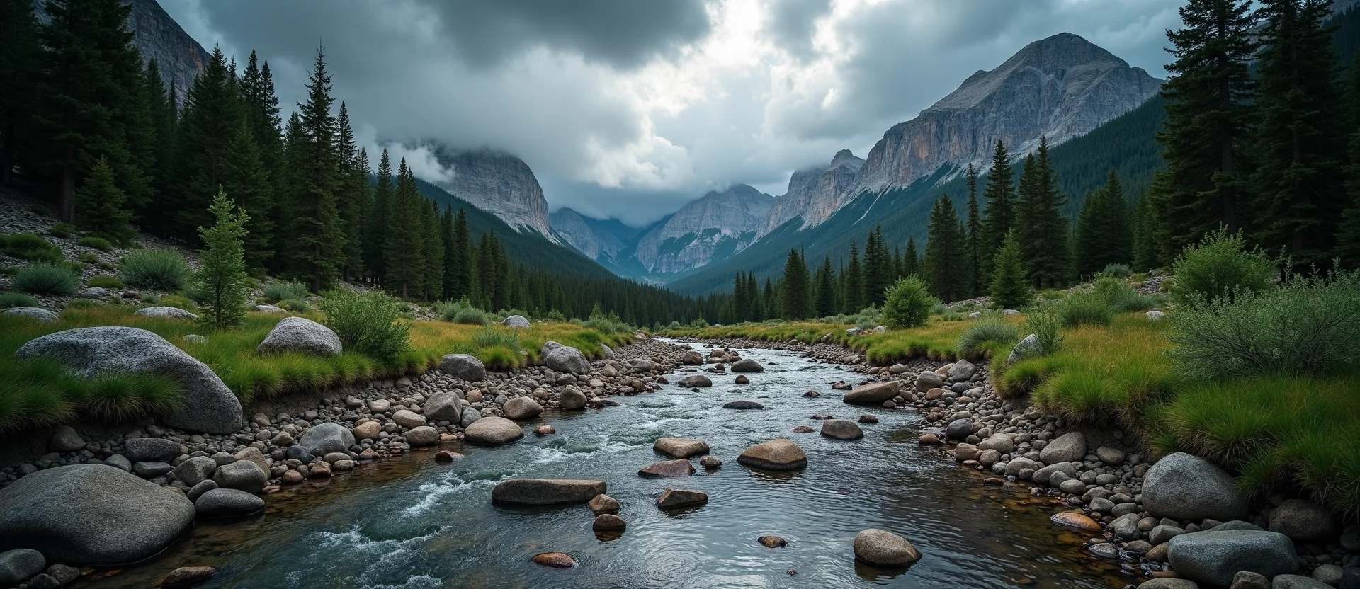Symbolizing Flow/Cleansing: A local Ponderosa Pine babbling mountain creek. - AI Generated