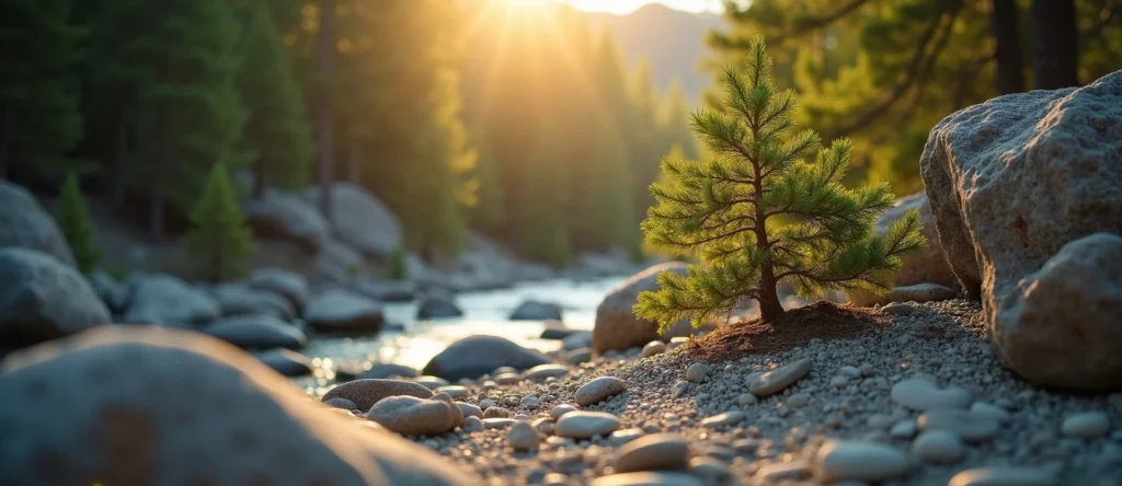 Symbolizing Growth/Resilience: A local Quaking Aspen tree growing out of a rock cleft. - AI Generated