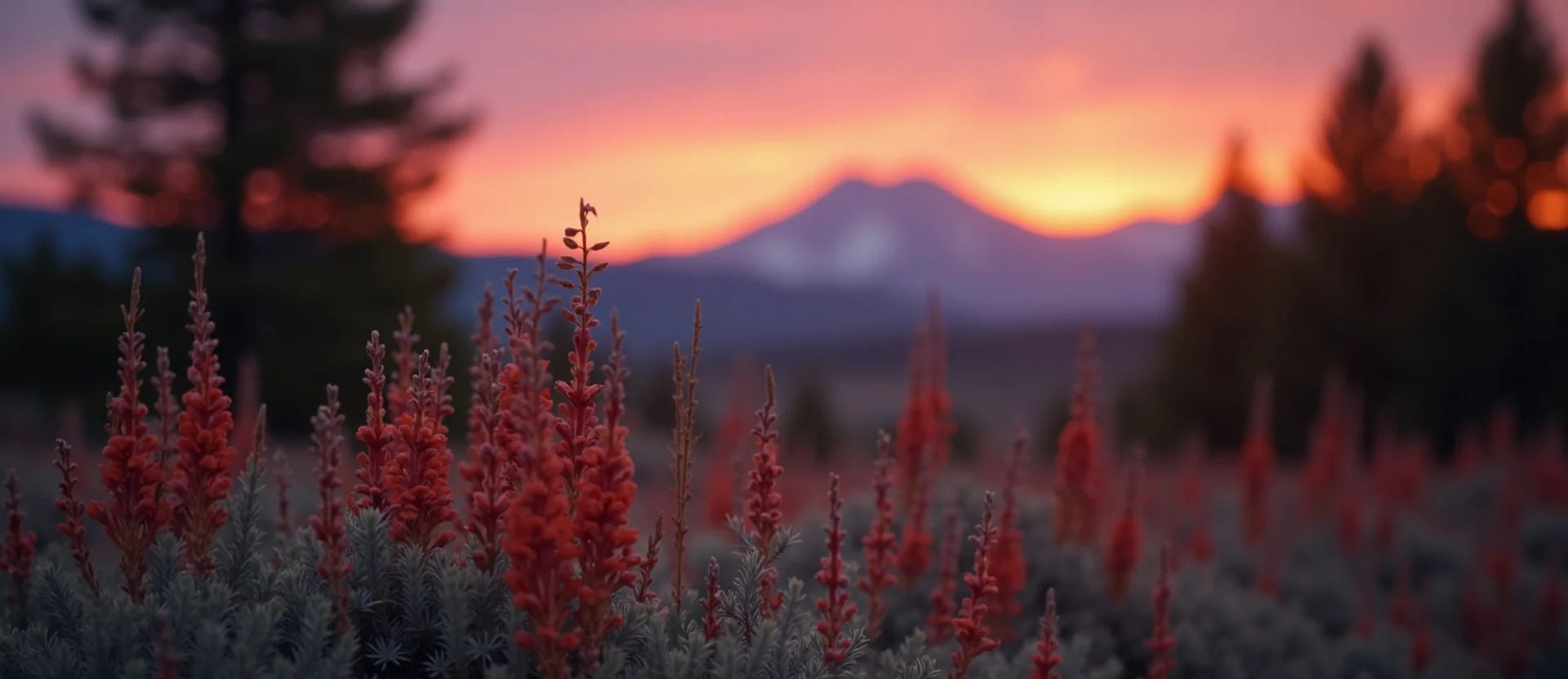 Symbolizing Stability/Peak: A local Indian Paintbrush distant Sierra horizon. - AI Generated