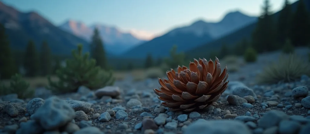 Symbolizing Seed/New Beginning: A local Sierra Juniper opening pine cone. - AI Generated