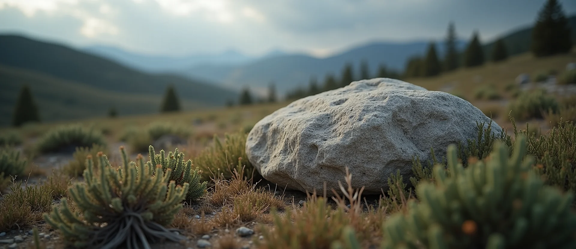 Symbolizing Stability/Peak: A local Indian Paintbrush unshakable boulder. - AI Generated