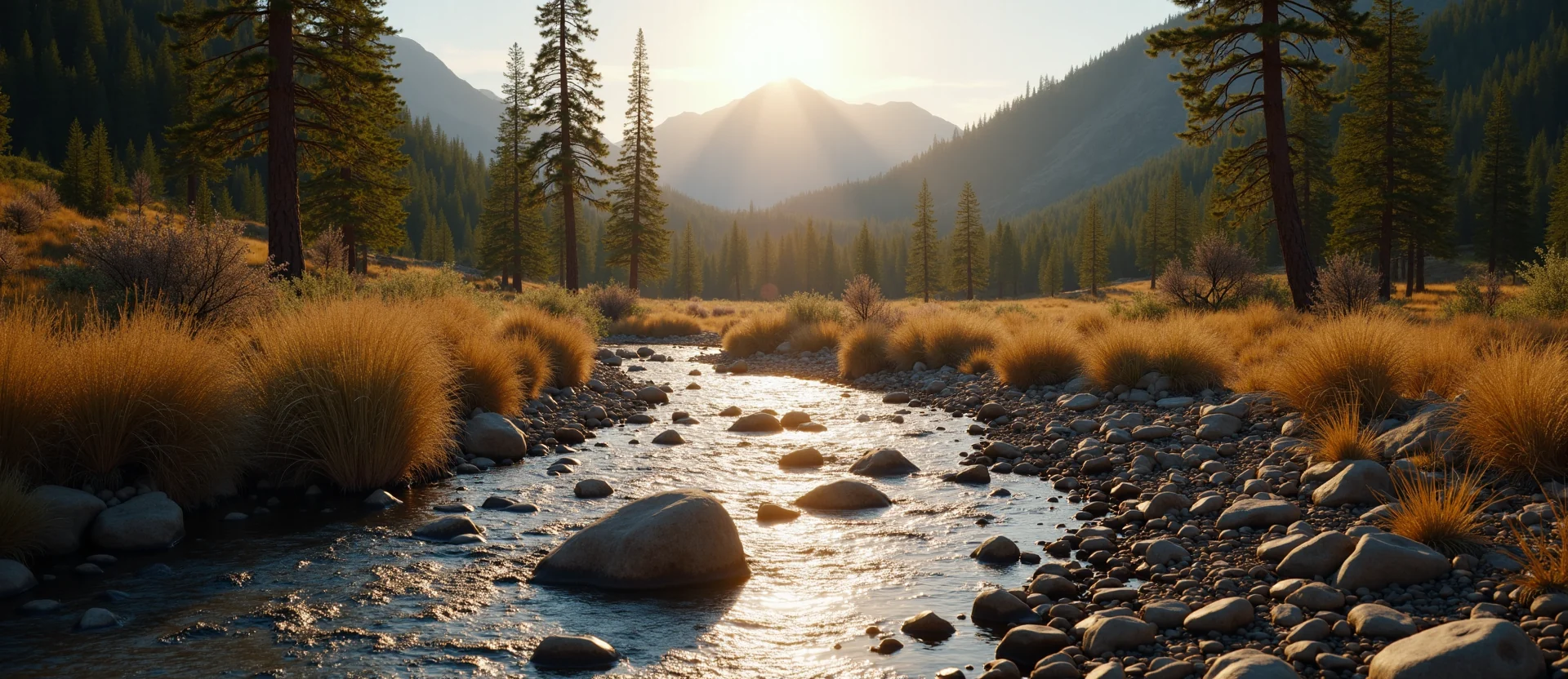 Symbolizing Flow/Cleansing: A local Ponderosa Pine babbling mountain creek. - AI Generated