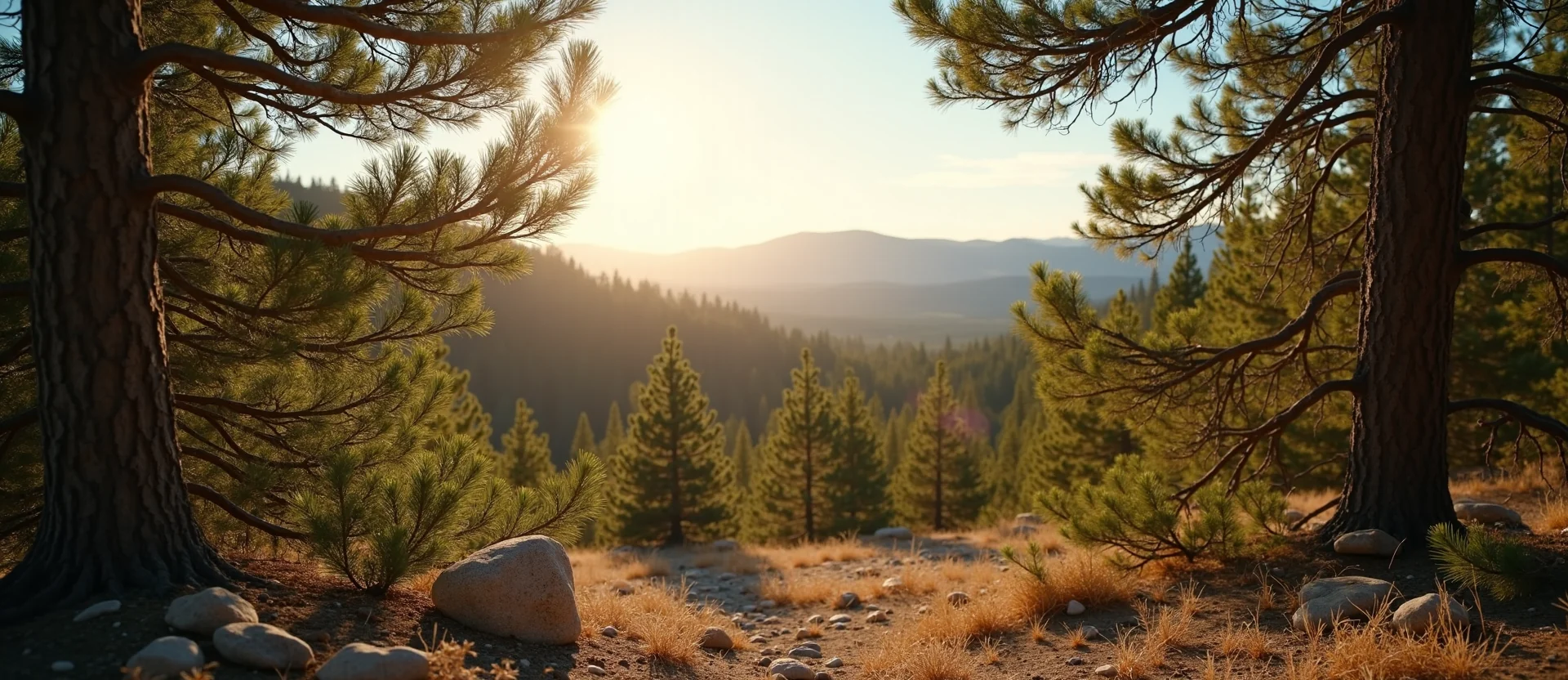 Symbolizing Stability/Peak: A local Manzanita distant Sierra horizon. - AI Generated