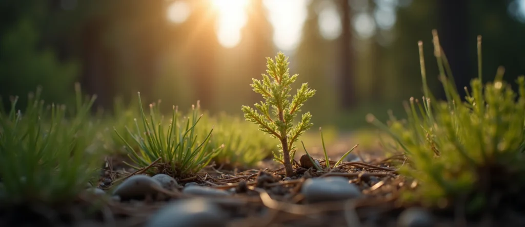 Symbolizing Seed/New Beginning: A local Manzanita sprouting sagebrush seedling. - AI Generated