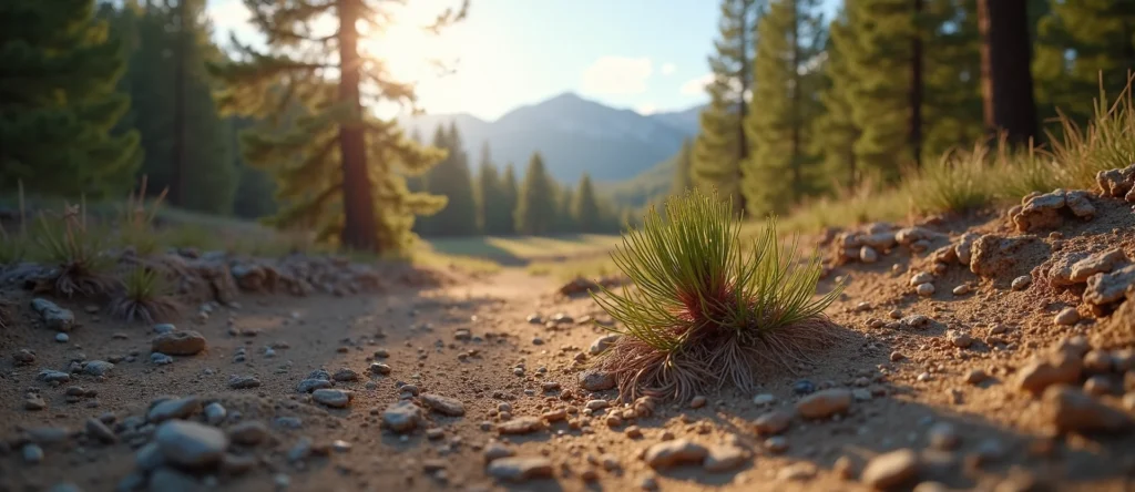 Symbolizing Seed/New Beginning: A local Ponderosa Pine single pine seed on dry earth. - AI Generated