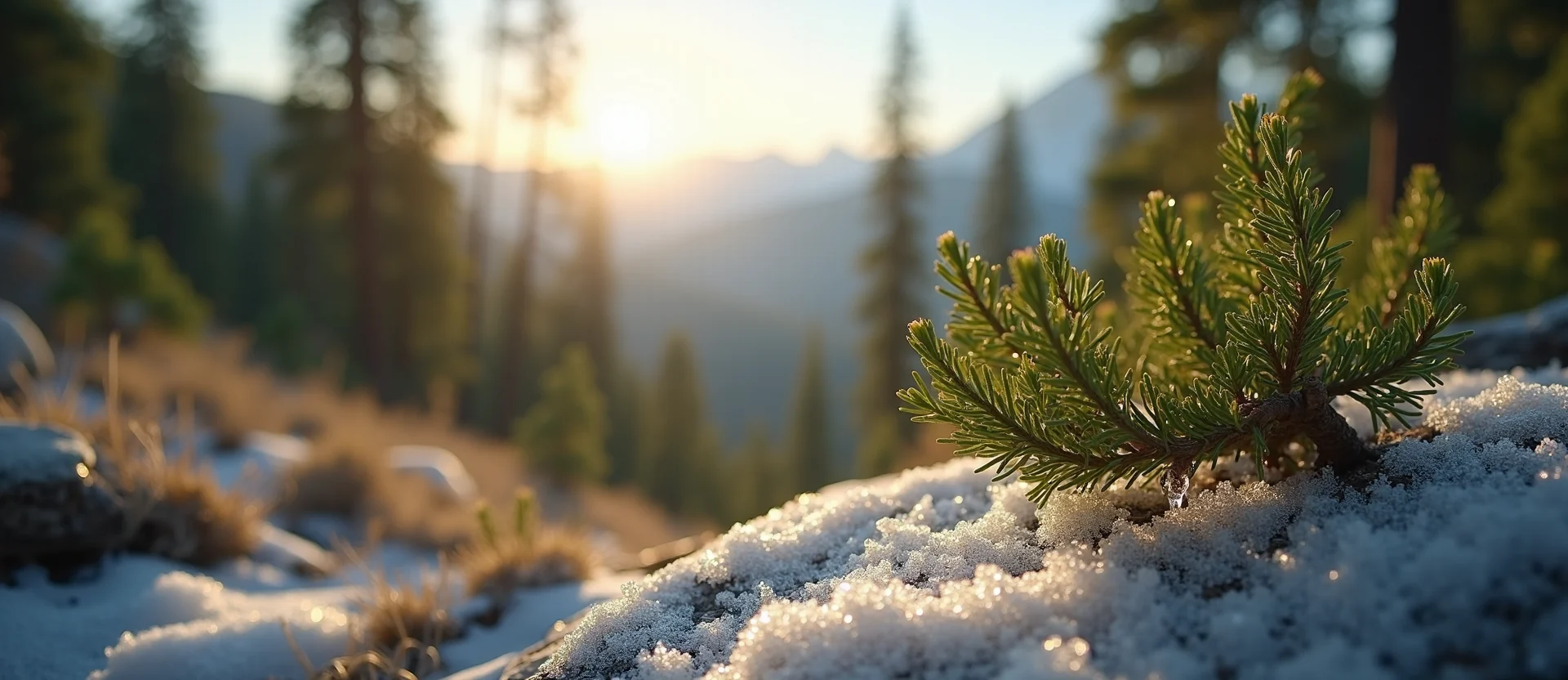 Symbolizing Seed/New Beginning: A local Ponderosa Pine new green bud on a branch. - AI Generated