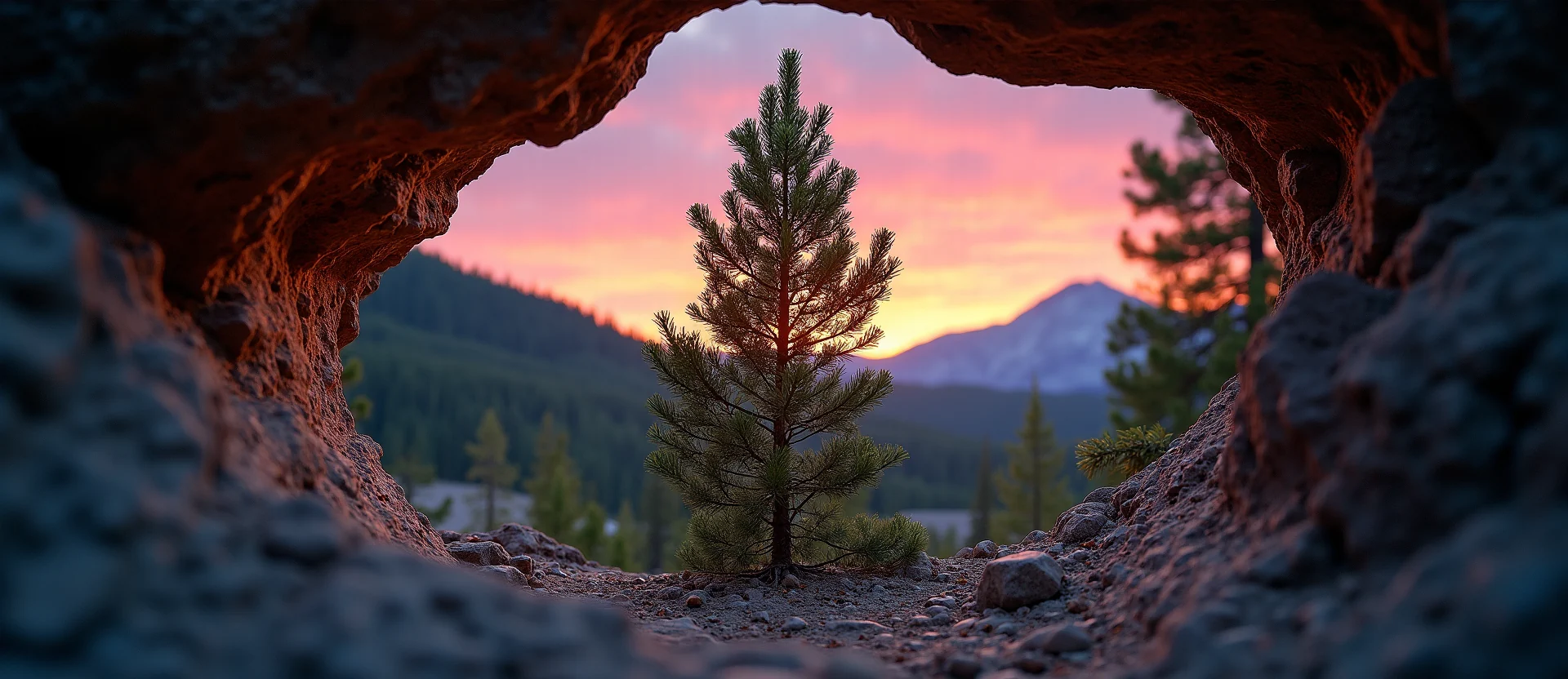 Symbolizing Growth/Resilience: A local Sierra Juniper tree growing out of a rock cleft. - AI Generated