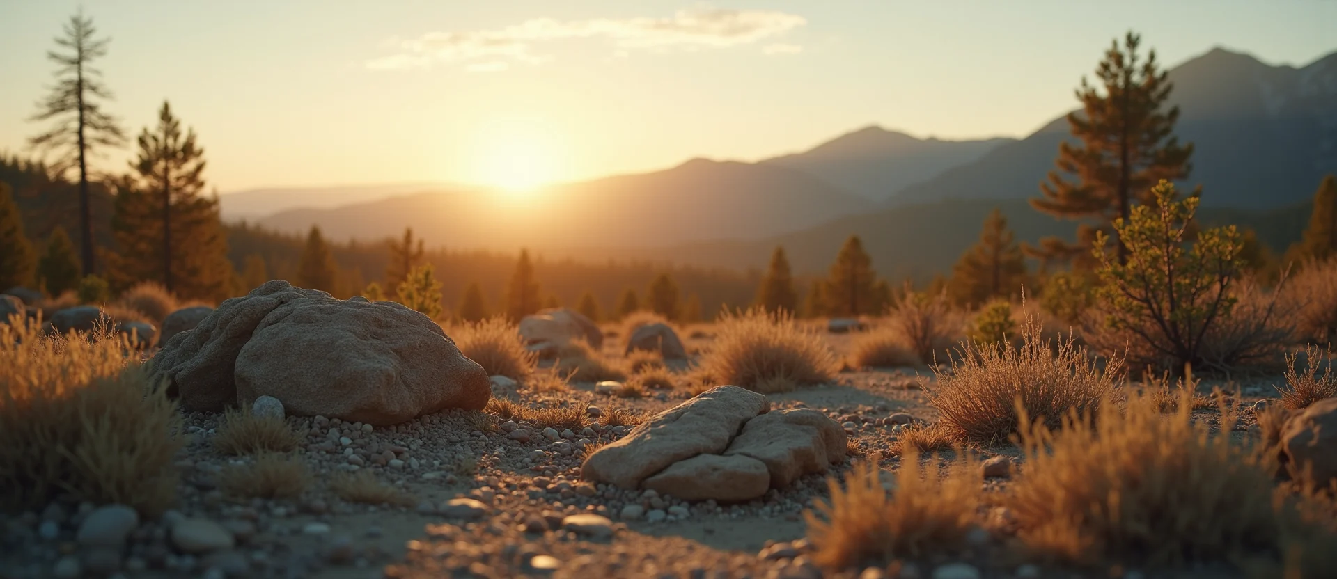 Symbolizing Stability/Peak: A local Quaking Aspen distant Sierra horizon. - AI Generated