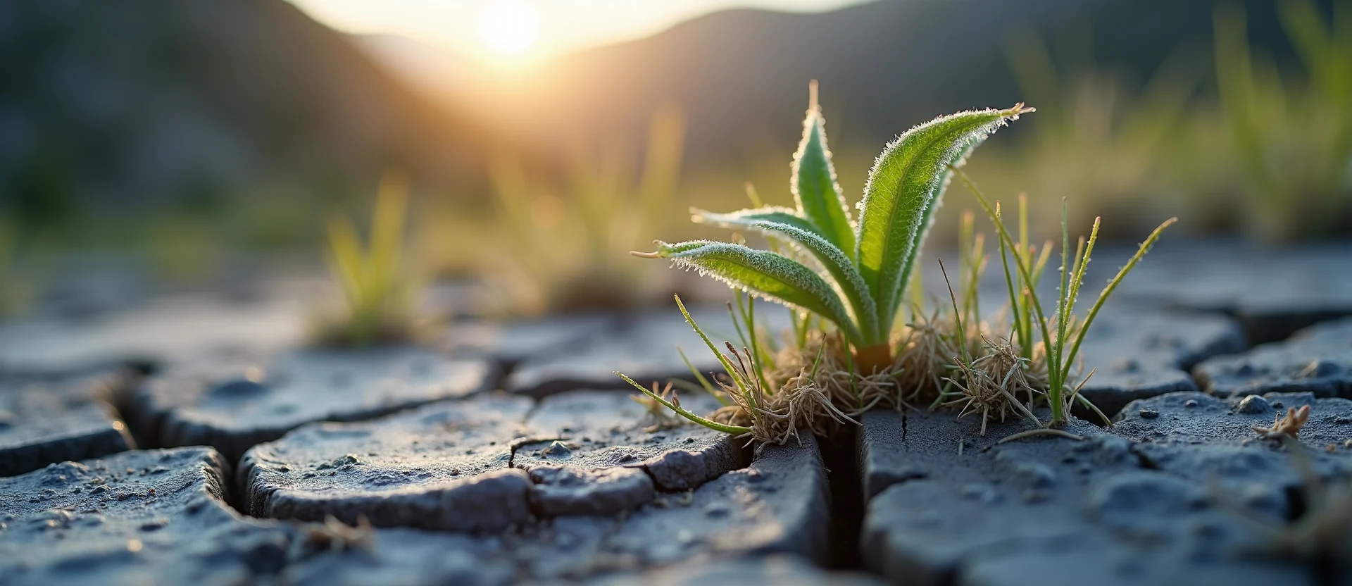 Symbolizing Seed/New Beginning: A local Quaking Aspen shoot emerging from cracked soil. - AI Generated