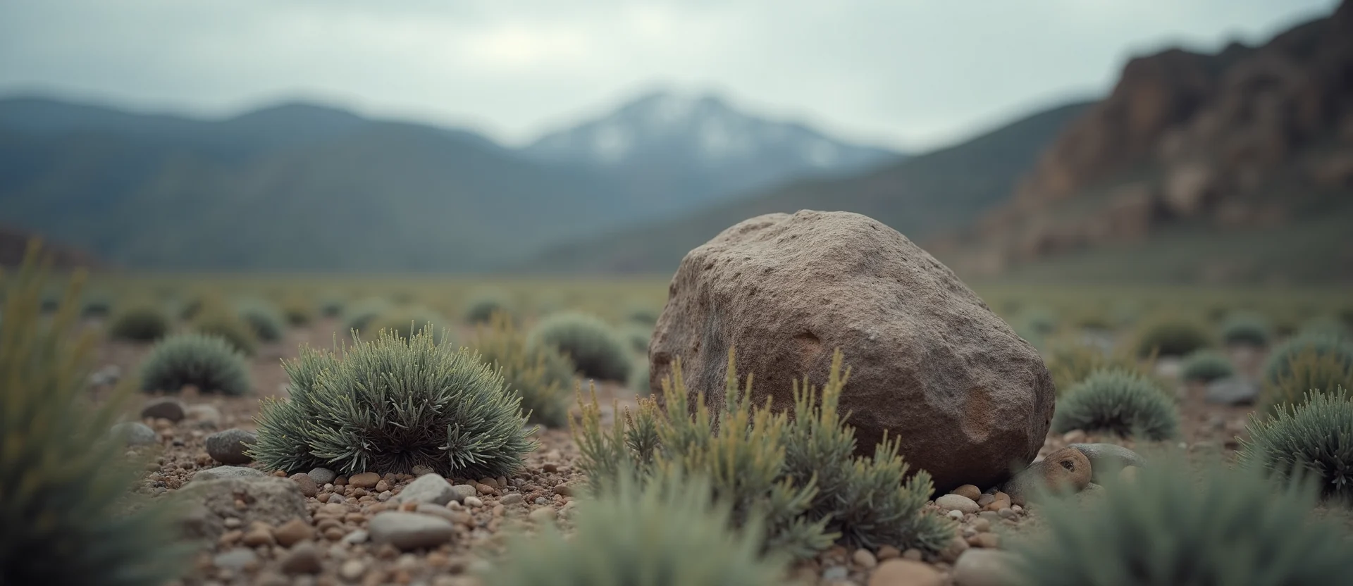 Symbolizing Stability/Peak: A local Bitterbrush unshakable boulder. - AI Generated