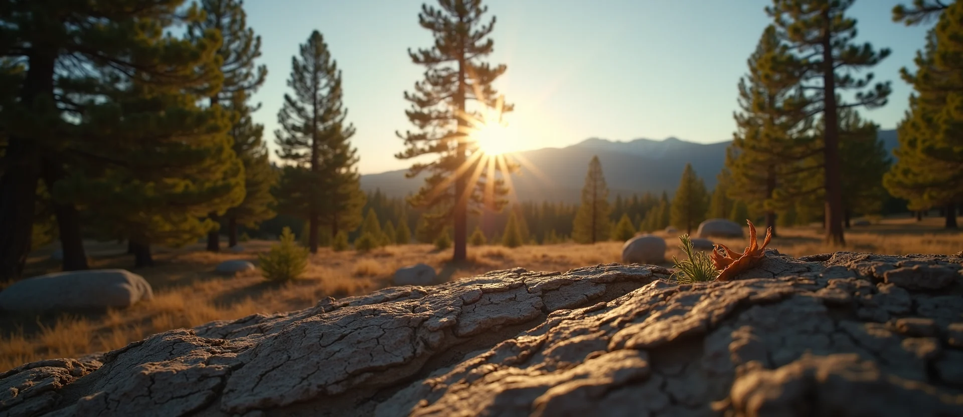 Symbolizing Stability/Peak: A local Ponderosa Pine distant Sierra horizon. - AI Generated